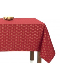 Mantel de Navidad en color rojo con tratamiento anti manchas ideal para estas navidades.