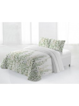 Colcha bouti de gran calidad en tejido suave con estampado en verde.