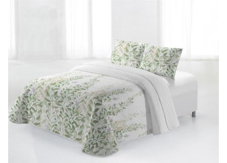 Colcha bouti de gran calidad en tejido suave con estampado en verde.