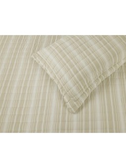 Edredón de verano reversible y ligero en color beige y blanco. Diseño de rayas.