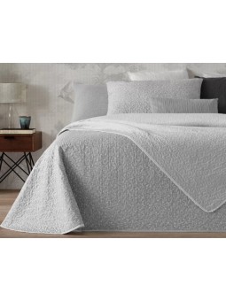 Colcha para verano en color gris y blanco reversible.