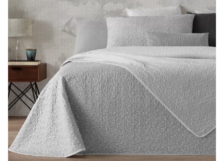 Colcha para verano en color gris y blanco reversible.