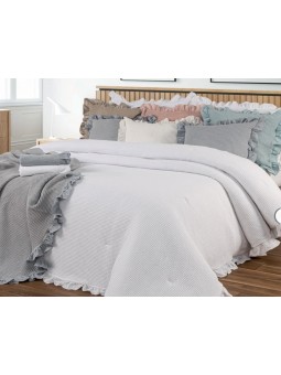 Colcha de algodón con volante modelo Carabassi – diseño nido de abeja NE Home