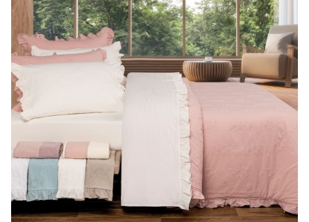 Colcha acolchada de algodón bordada con volante – modelo Moraig – NE Home