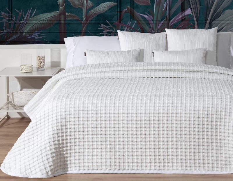 Colcha blanca reversible con diseño gofre – modelo KAY – Manterol