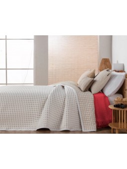 Colcha beige reversible con diseño gofre – modelo KAY – Manterol