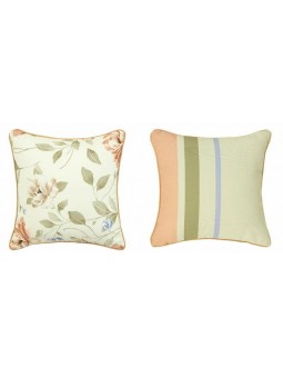 Funda de cojín reversible Vega flores y rayas - vista a la par 50x50 cm