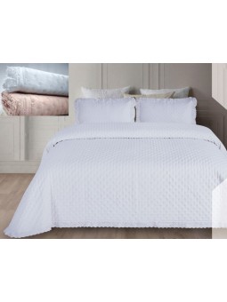 Colcha blanca acolchada con puntilla Vero – camas 135/150/180 cm