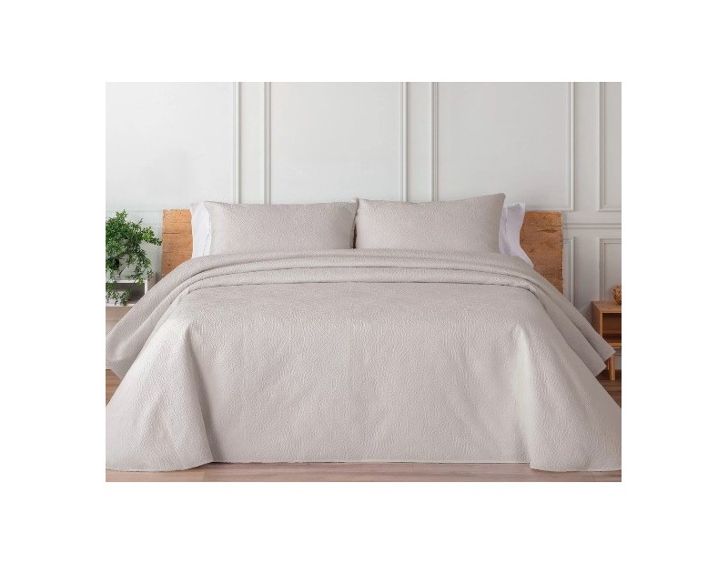 Colcha bouti Mosaico en beige – Manterol – vista completa