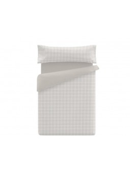 Cama individual vestida con la funda nórdica Navia – estilo vichy clásico