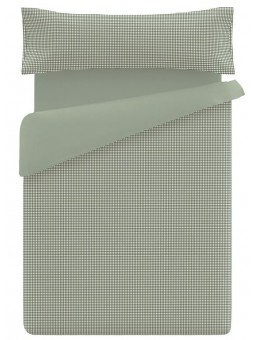 Vista cenital de la funda nórdica Navia con bajera verde ajustable