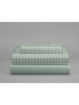 Set plegado Navia en cuadro vichy verde – detalle del tejido