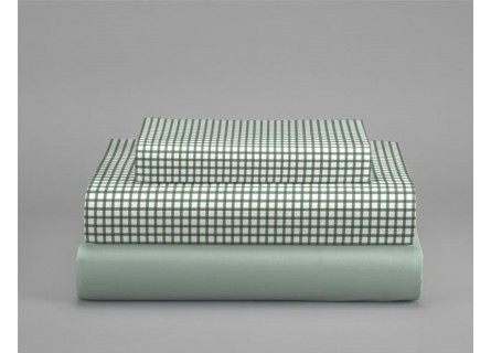 Set plegado Navia en cuadro vichy verde – detalle del tejido