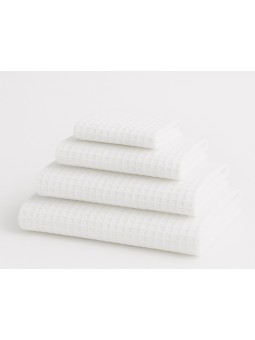 Toallas nido de abeja algodón blancas de 4 tamaños – detalle del tejido waffle