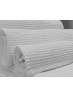 Toallas nido de abeja algodón blancas enrolladas – detalle del tejido waffle