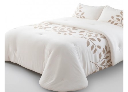 Vista frontal de la colcha edredón Néstor en color natural