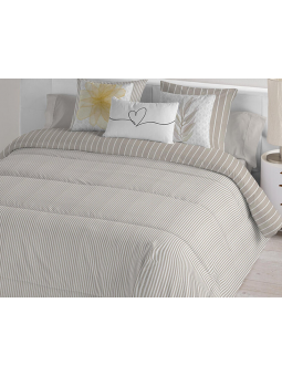 Detalle tejido de Edredón Reversible Rayas Beige 300 gramos - Bandes