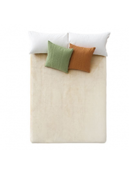 Manta de cama de terciope.o de Manterol en color beige claro,