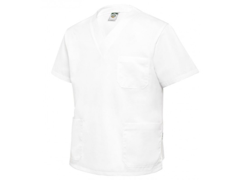 Casaca para personal sanitario en color blanco de manga corta modelo 4564  de Monza