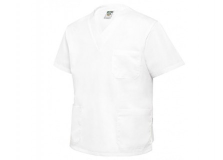 Casaca para personal sanitario en color blanco de manga corta modelo 4564  de Monza