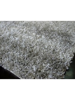 Alfombra de pelo en color liso gris lavable.