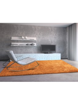 Alfombra de pelo para dormitorio o salón en color liso naranja