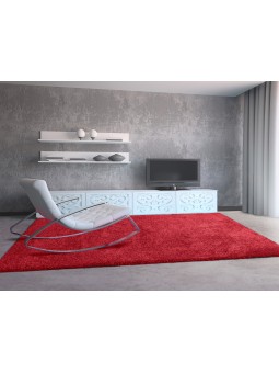 Alfombra de pelo para dormitorio o salón en color granate