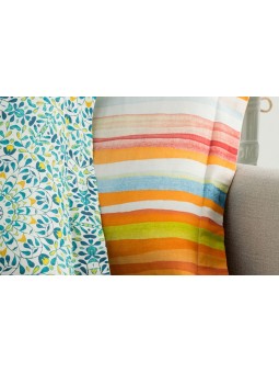 Manta de algodón para pie de cama en colores alegres naranjas verdes y amarillos