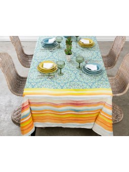 Mantel de algodón muy suave en tonos veraniegos verdes y naranjas