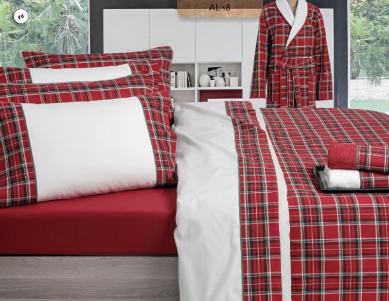 Funda nórdica escocesa en cuadros granates de gran calidad