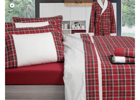 Funda nórdica escocesa en cuadros granates de gran calidad