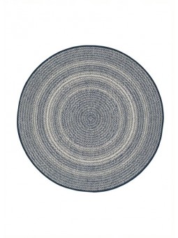 Alfombra redonda tipo yute en azul.