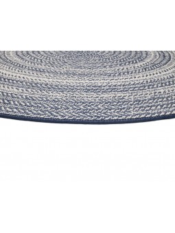 Alfombra redonda tipo yute en azul.