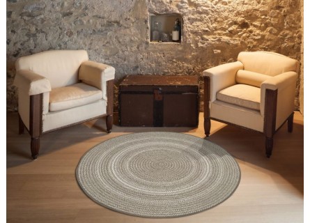 Alfombra redonda tipo yute en beige