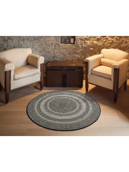 Alfombra redonda tipo yute en negro