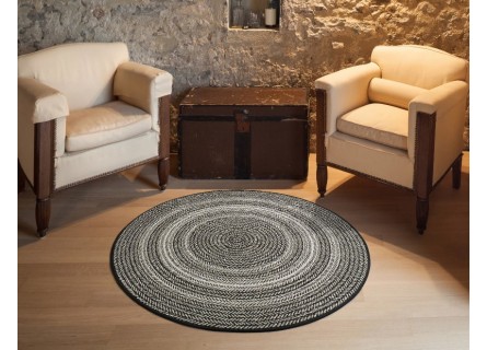 Alfombra redonda tipo yute en negro