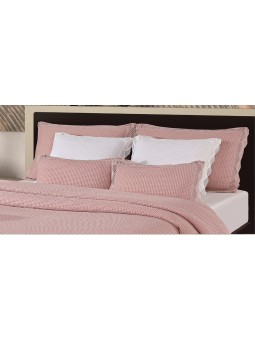 Funda de cojín Creta NE HOME de tejido gofrado de nido de abeja con puntilla en beige, blanco, natural, rosa, verde y gris.