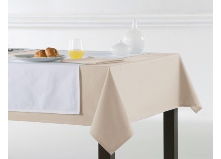 Mantel de jacquard en color liso de la firma Barceló de gran calidad en color beige