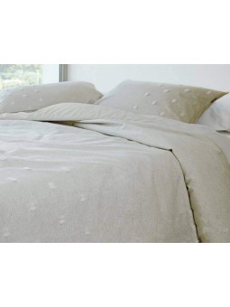 Colcha edredón lisa con detalle de copos de nieve. Diseño original