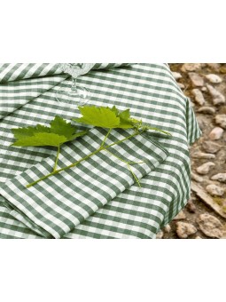 Mantel de cuadros de Vichy en color verde de gran calidad de algodón.