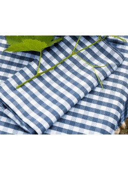 Mantel de cuadros de Vichy en color azul y blanco.