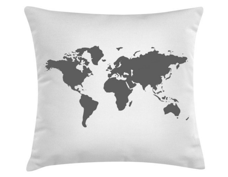 Funda de cojín con cremallera mapamundi
