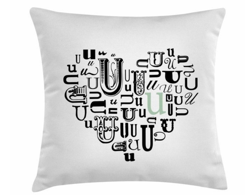 Funda de cojín con cremallera  y dibujo de corazón