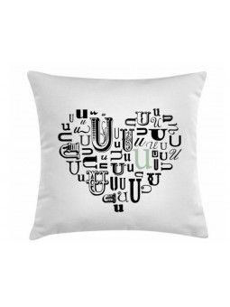 Funda de cojín con cremallera  y dibujo de corazón