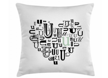 Funda de cojín con cremallera  y dibujo de corazón