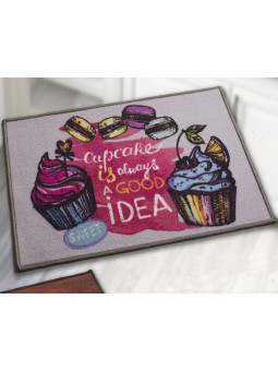 Alfombra de cocina antideslizante y lavable en lavadora con diseño de cup cake