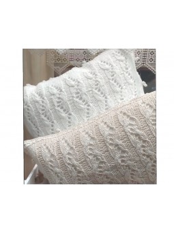 Funda de cojín de borlas tipo ganchillo en color blanco o beige