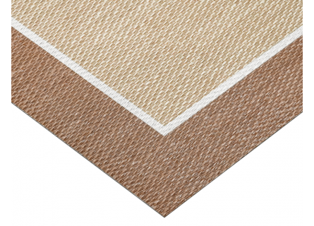 Alfombra de vinilo de gran calidad en color beige y marrón.