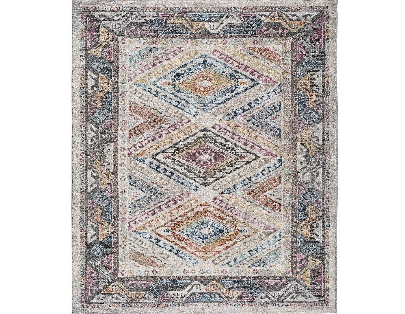 Alfombra con dibujo étnico multicolor de gran calidad.