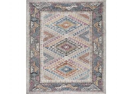 Alfombra con dibujo étnico multicolor de gran calidad.